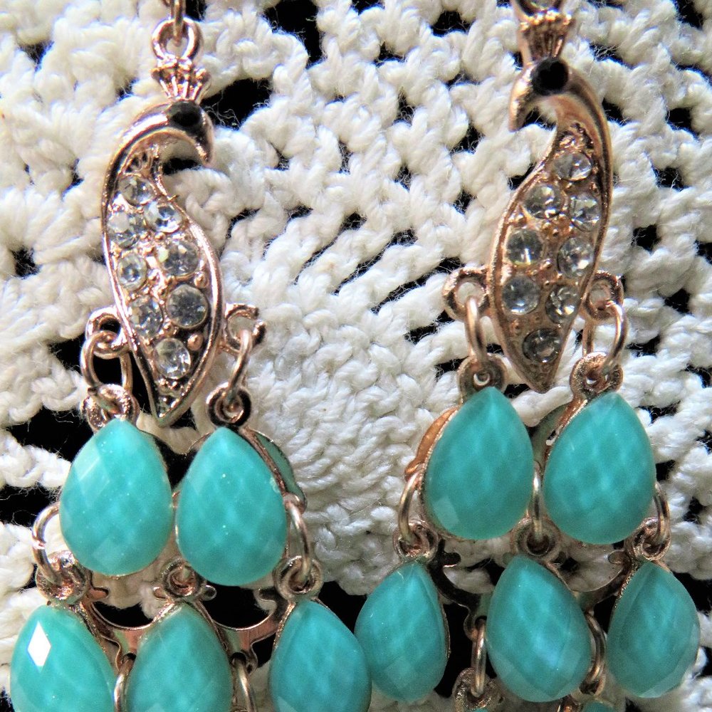 Peacock Dangle Figural Articulated Earrings 2.5" NEW LOWER PRICE - Picture 4 of 10